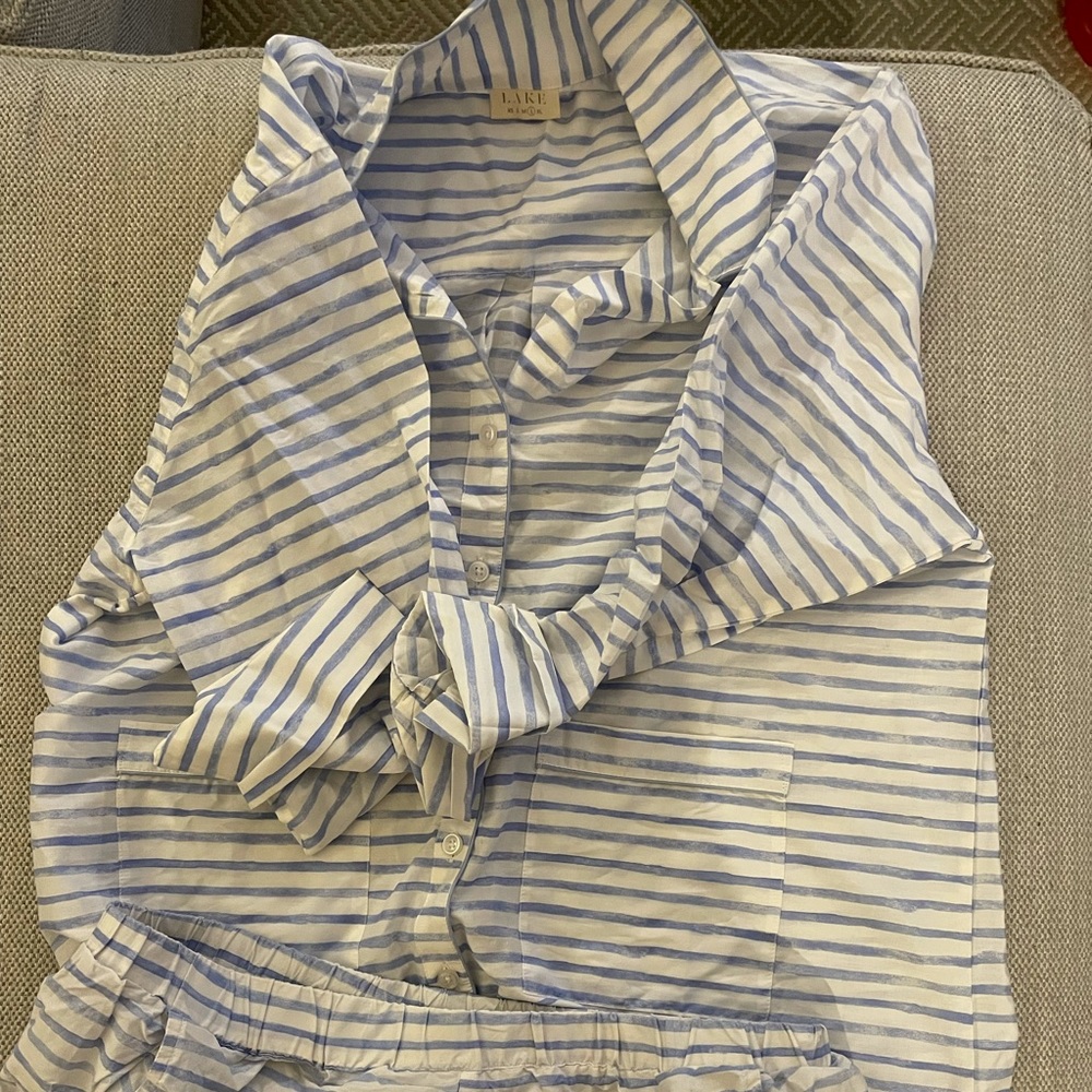 LAKE pajamas poplin shorts set in aquifer